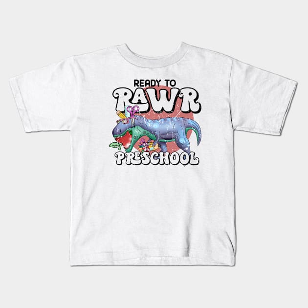 Ready to rawr preschool Kids T-Shirt by Zedeldesign